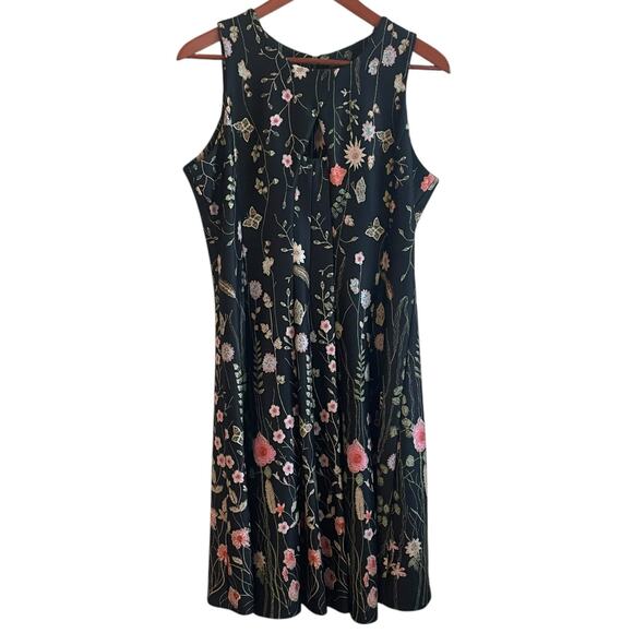 Gabby Style Sheath Dress‎ 14 Whimsical Floral Scuba Stretch Exposed Zip Swing - Picture 1 of 14